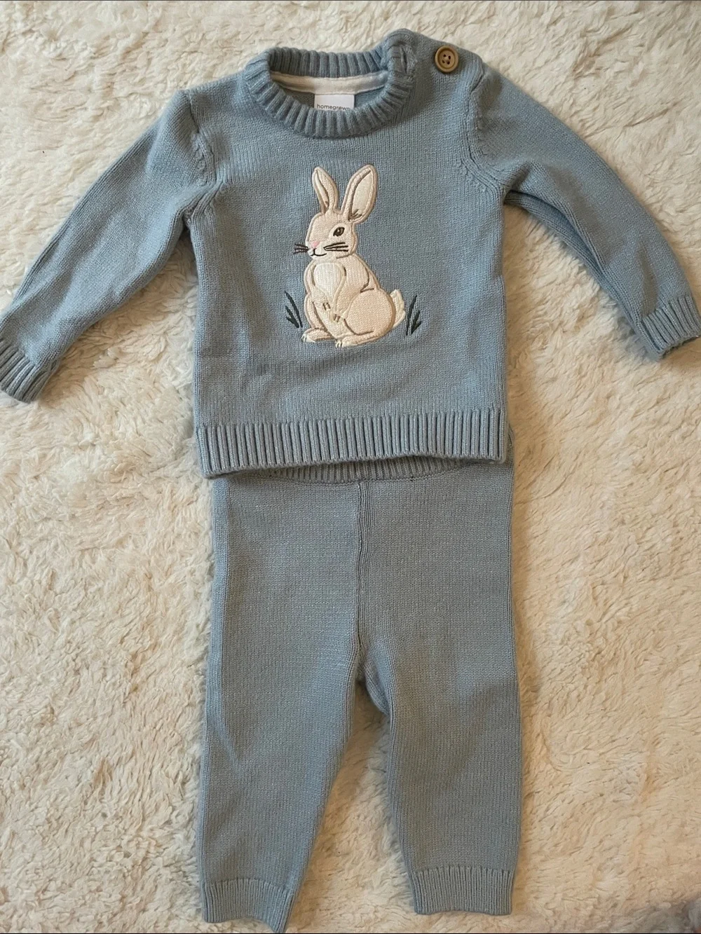 Gymboree Blue Knit Bunny Matching Set